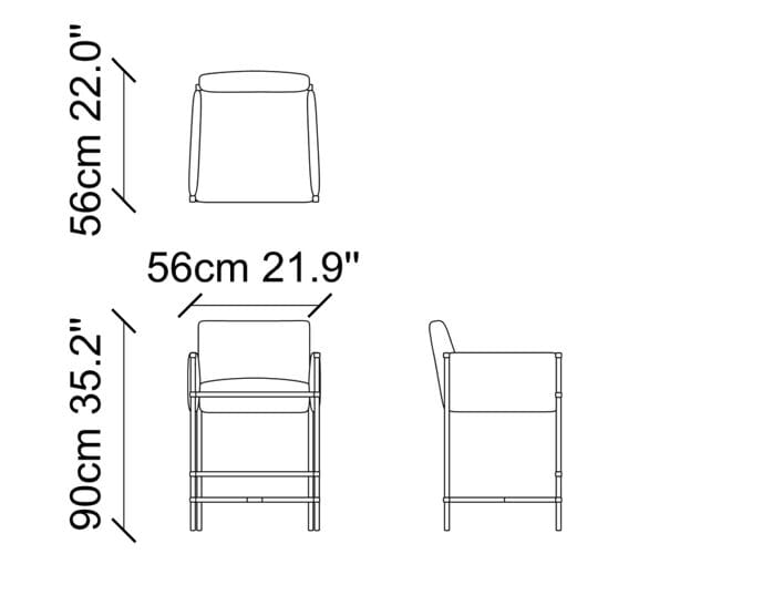 Высокий стул с тканевой подкладкой со спинкой NDESIGN Ezora ARCH-00004169 - Вид №3