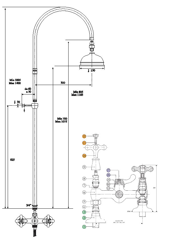 660920OO21D200 Душевая система Bandini Classic Santreyd - Вид №1
