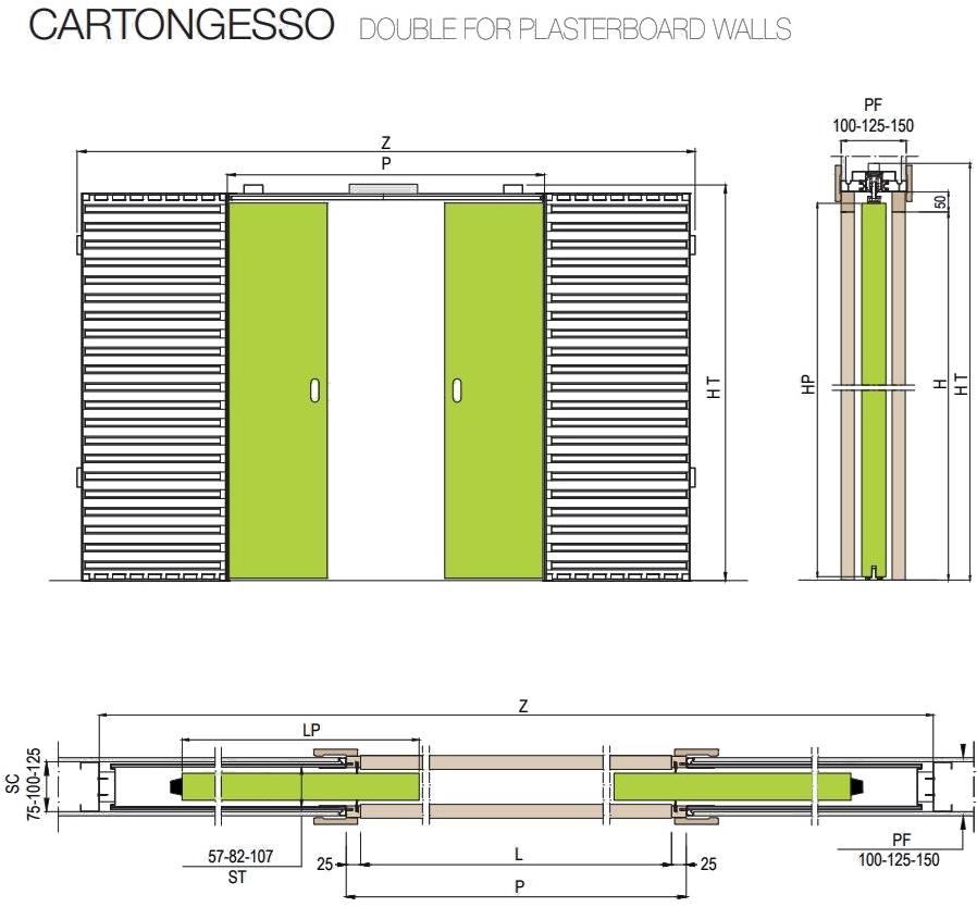 PROTEK® Рама стойки для двойной раздвижной двери Basic sun-id-1382218 - Вид №2