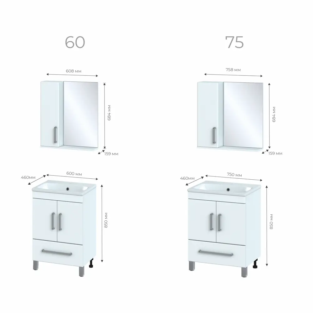 Шкаф зеркальный подвесной Vigo Eggo 75x68 см цвет белый STLM-2162328 - Вид №5