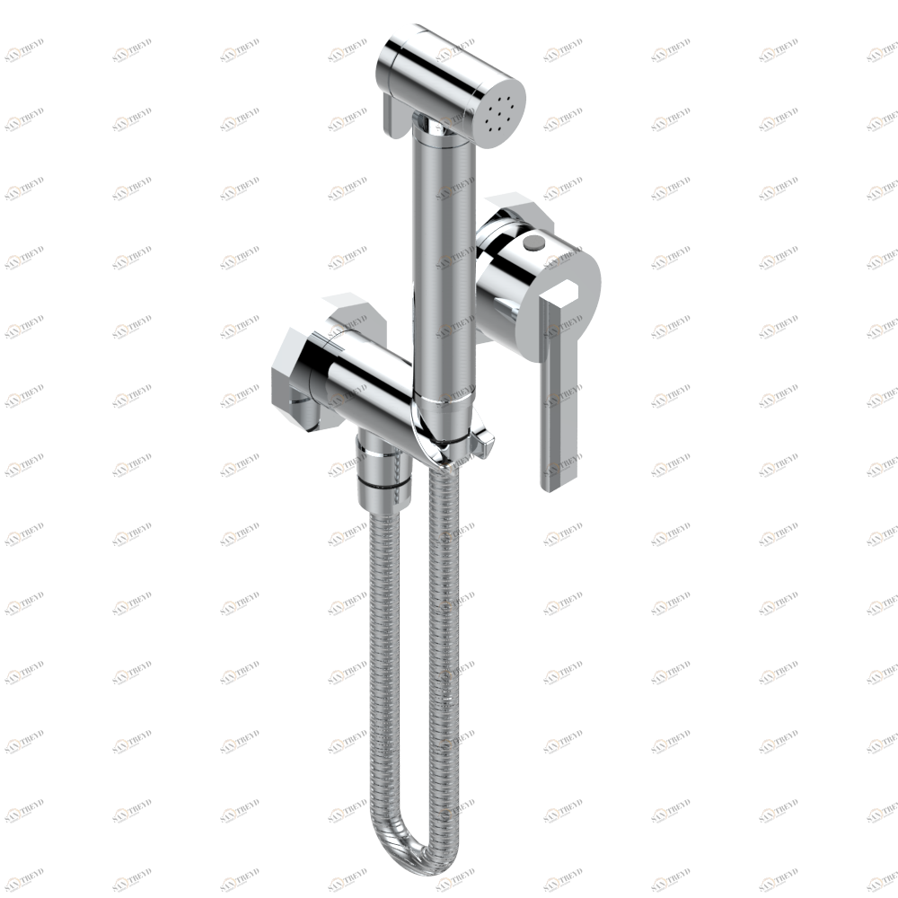G8A-5840/MBG Комплект для душа, включающий смеситель, армированный шланг 1 м 25 см, ручной душ с курковым распылителем, выход из стены и предохранительный запорный клапан Thg-paris Les Ondes Хром G8A 5840/MBG A02 CAT.A