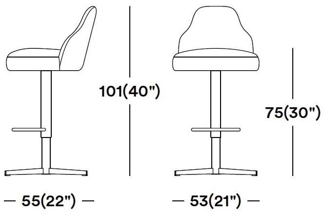 Tirolo 4-спицевый кожаный табурет с подставкой для ног Chicago 015 sg x - Вид №2