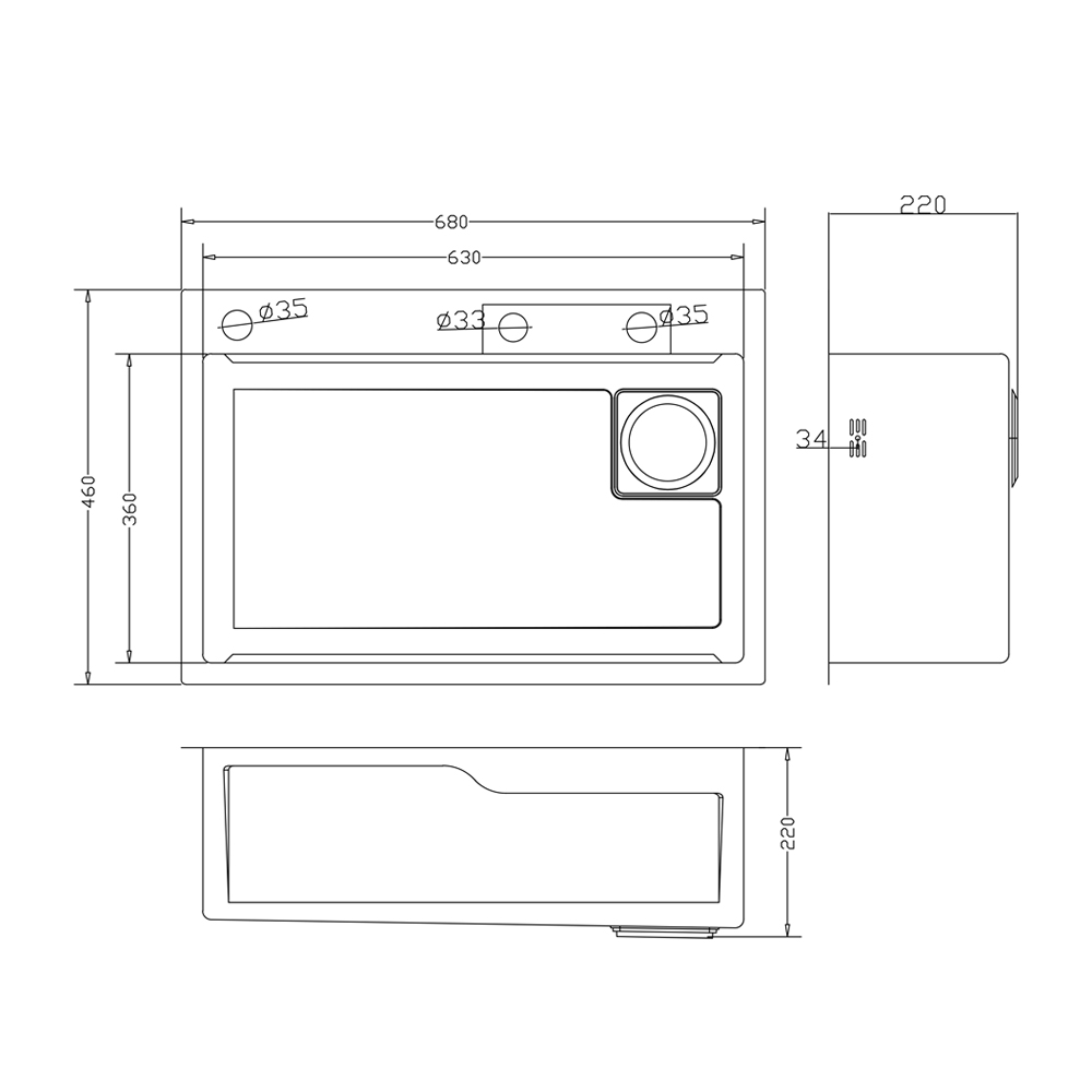 Мойка D6846B+6 MELANA ProfLine 3,0/215 ГРАФИТ врезная прямоугольная MLN-D6846B+6 D6846B+6 графит - Вид №8