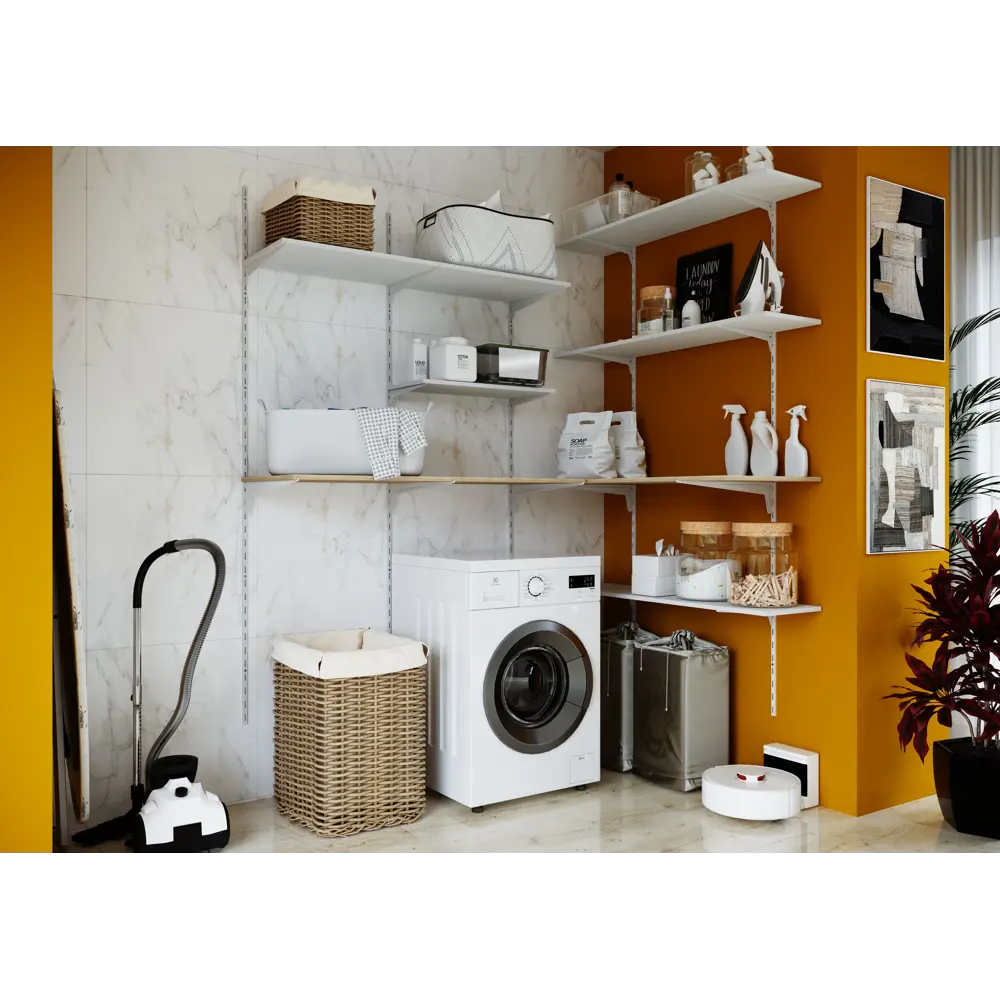 Полка Spaceo 80x30 см нагрузка до 30 кг сталь цвет белый 2 шт STLM-2064110 - Вид №7