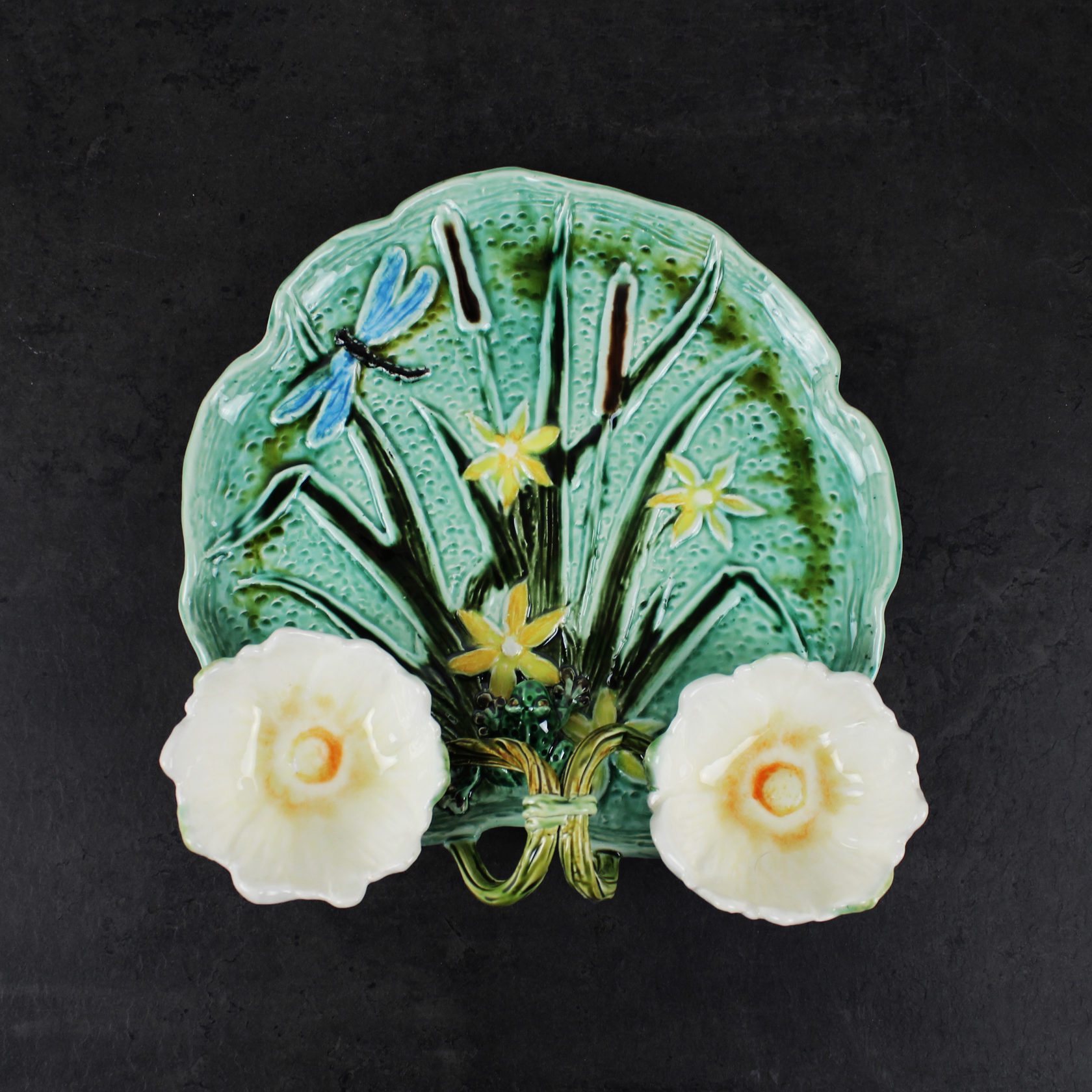 Блюдо для закусок (с двумя кувшинками) Голубой/Ящерица PROVANSFAIENCE sun-id-994524 - Вид №8