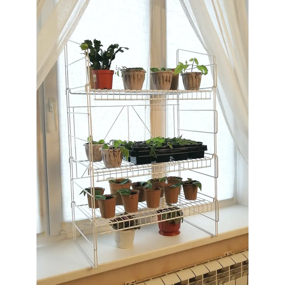 Стеллаж для рассады 3 полки 62x93x33 см, металл окрашенный Santreyd STLM-2192555 - Вид №4