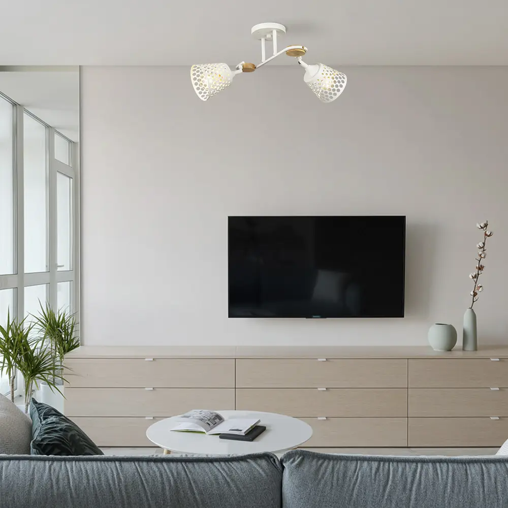 Люстра потолочная Семь огней Карел 2 лампы, 6 м², цвет белый STLM-2080776 - Вид №8