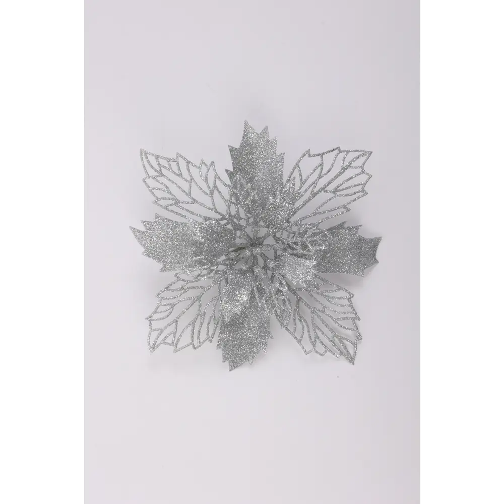 Елочная игрушка Цветок рождественский KREAFORTA 15x15 см серебристый STLM-2159397