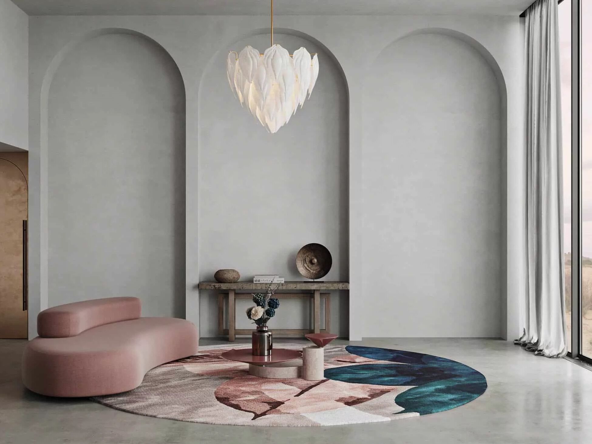 Изготовленный на заказ ковер с рисунком из тенселя miinu FLOURISH ARCH-00041682 - Вид №1