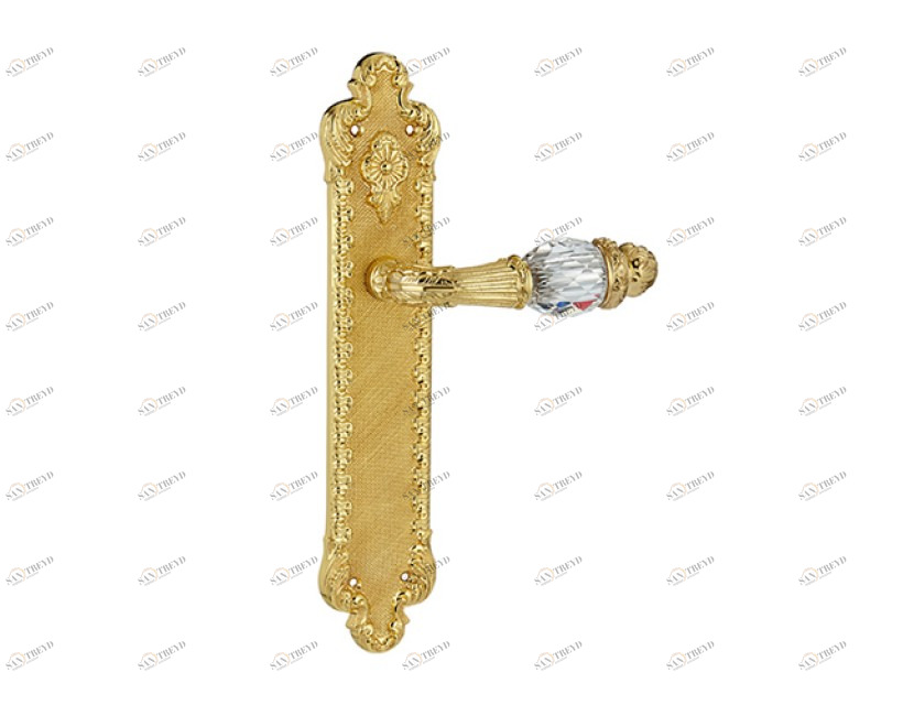 0A2841.000.01 Дверные ручки на пластинах с кристаллами сваровски Золото 24К Mestre 