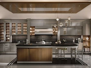 Martini Interiors Кухня из лакированной древесины с островом на заказ Essenza