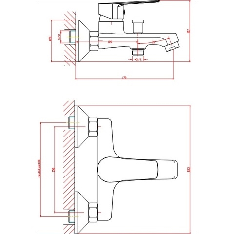 Orange Loop M26-100AB однозахватный ванно/душевой смеситель с душевыми аксесуарами (шланг, лейка, держатель). Цвет: античная бронза Никель sun-id-1517333 - Вид №1