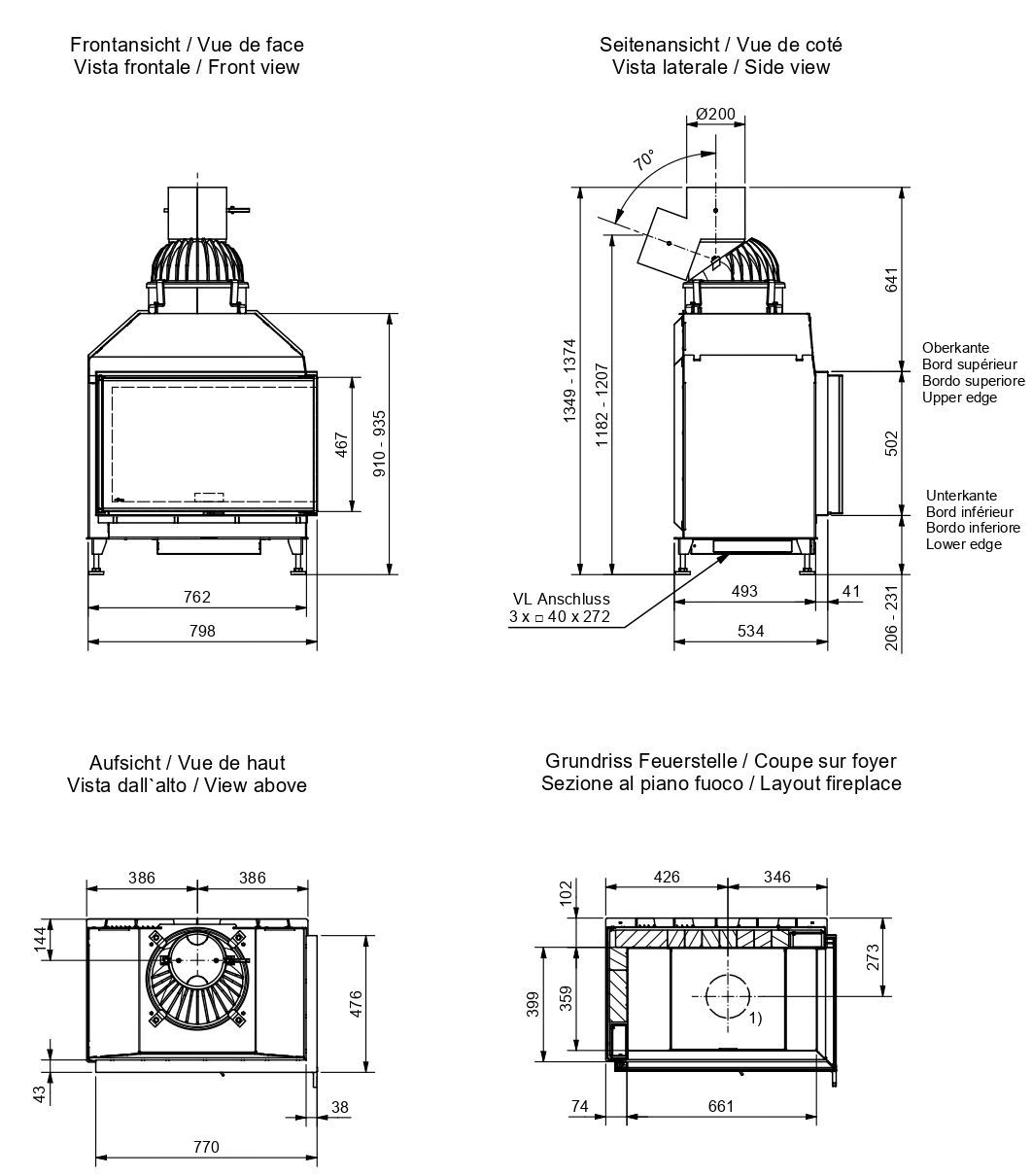 Стальной дровяной угловой камин RÜEGG K ARCH-00056416 - Вид №3