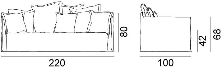 Gervasoni Мягкий диван со съемным чехлом в современном стиле 4-х местная ткань Ghost sun-id-1431634 - Вид №3