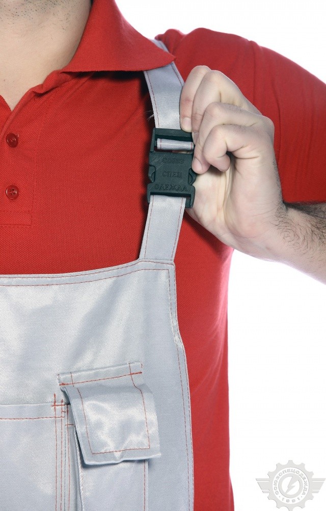 61488 Полукомбинезон "Мастер" красный-светло-серый  Летняя спецодежда  размер 60-62/182-188  - Вид №5