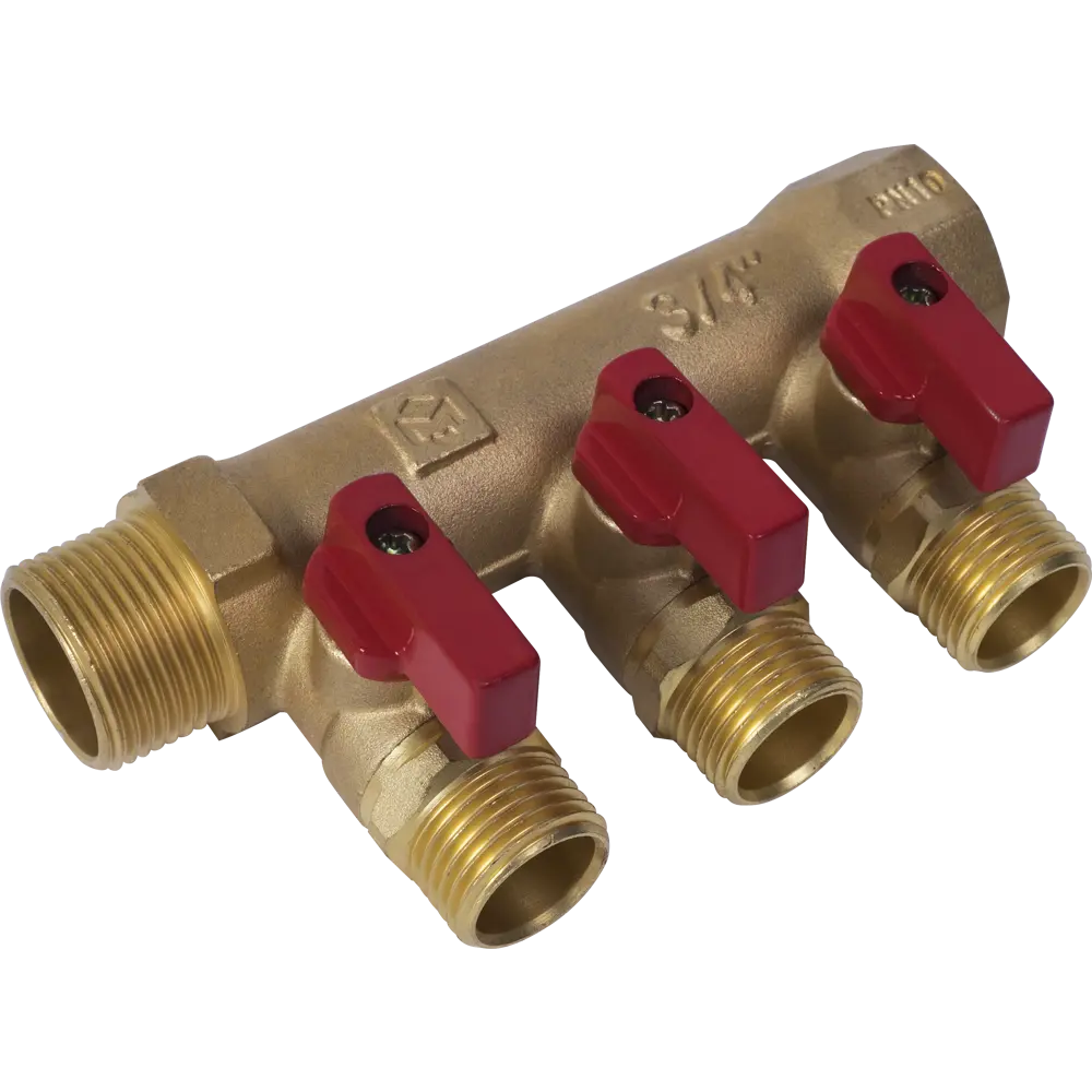 Коллектор с кранами 3 выхода 1x1/2" НР латунь Santreyd STLM-2166207