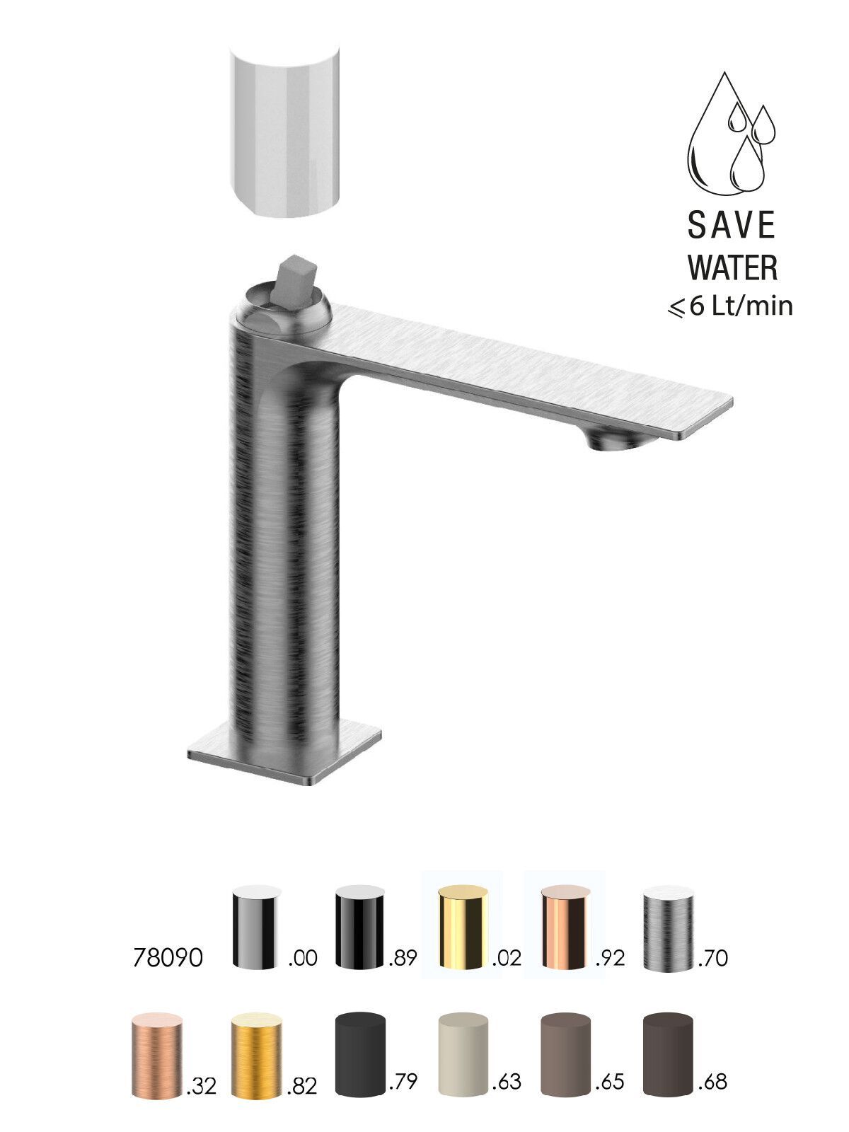 Однорычажный смеситель для раковины с ограничителем расхода Rubinetterie Frattini Narciso S ARCH-00001980 - Вид №2