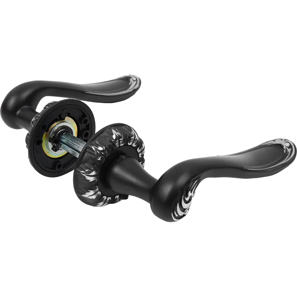 Ручка дверная на розетке Reinz Глория, цвет черный хром RENZ STLM-2038696