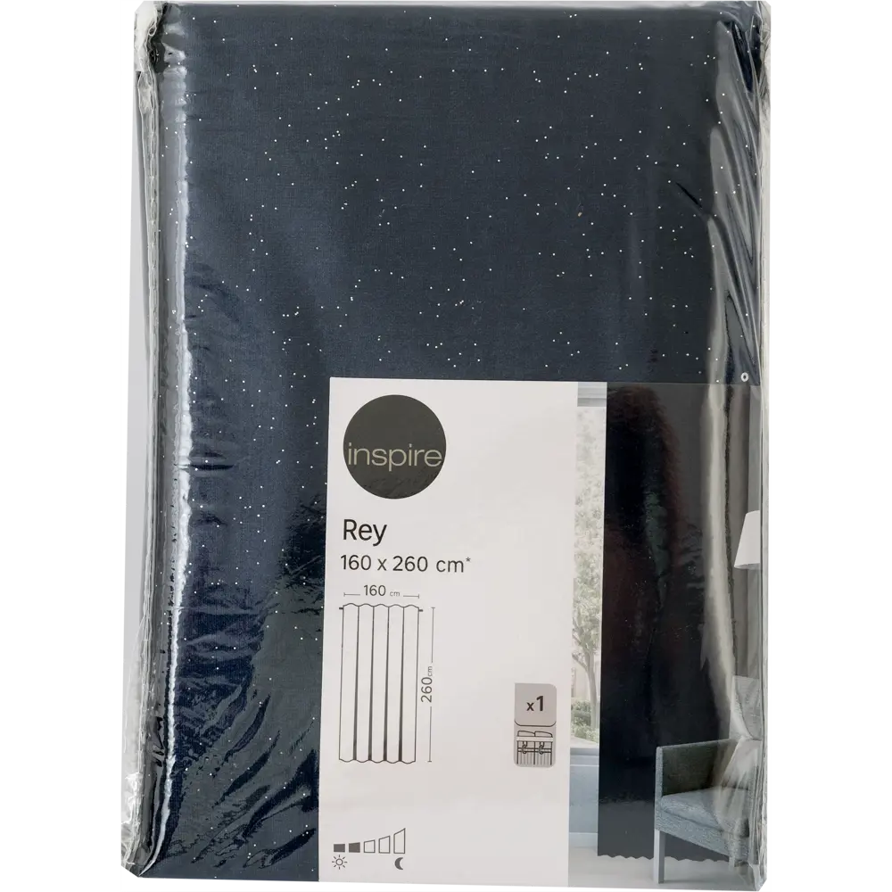 Штора на ленте Inspire Rey 160x260 см цвет тёмно-синий 82922261 STLM-2023685  - Вид №4