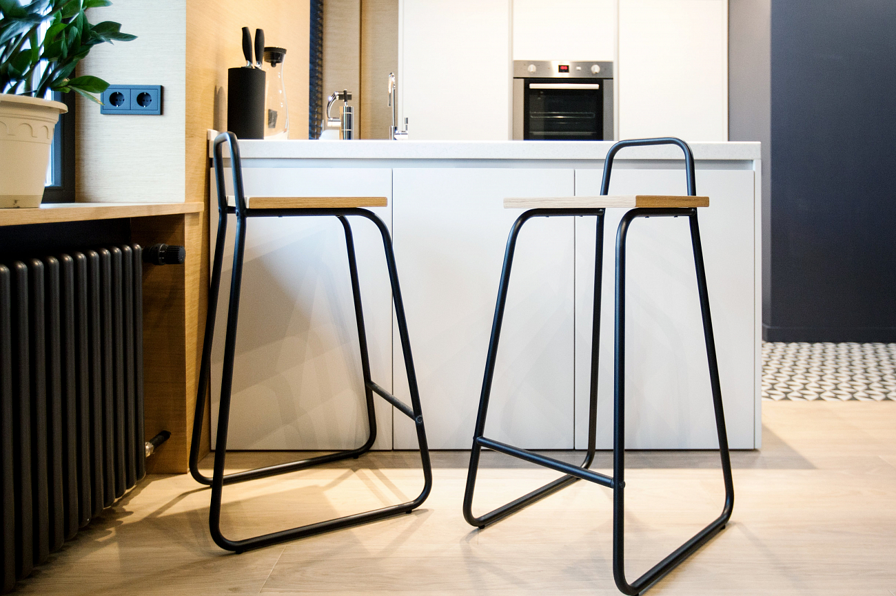 Барный стул с деревянным сиденьем белый Bauhaus WOODI  00-3966245 Белый  - Вид №6