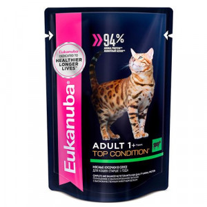 ПР0036739 Корм для кошек говядина в соусе конс. пауч 85г Eukanuba