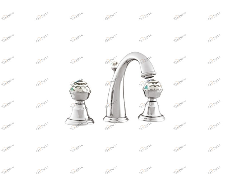 037201.C00.00 Раковина с тремя отверстиями и кристаллами Swarovski Золото 24К Mestre Pacifica