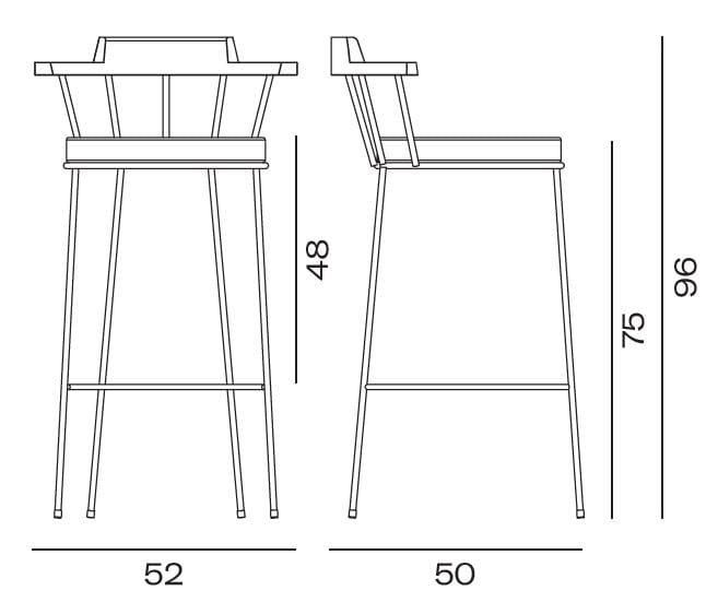 Высокий стул из стали с порошковым покрытием Vergés Mim ARCH-00007063 - Вид №5