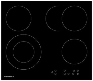 EVCE.594.SM.D-BK Электрическая панель / электрическая, тип: электрическая 60см , стеклокерамика, 4 конфорки, особенности: индикация ступени нагрева (от 0 до 9), таймер приготовления, таймер минутный, индикатор остаточного тепла, замок от детей, блокировка
