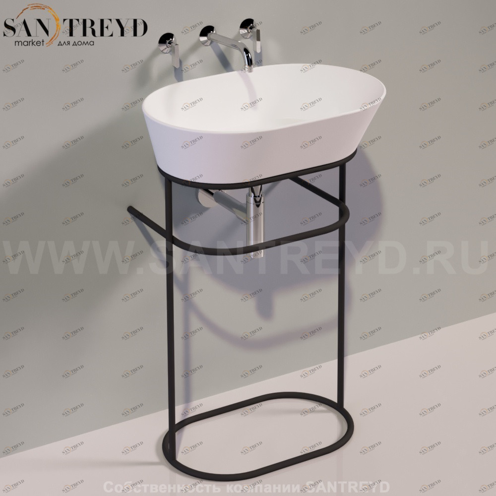 Консоль напольная под раковину WAVE овальная черная Simas WASA02NEROMATT