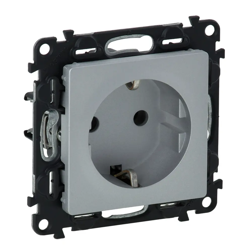 Розетка Legrand VLN-L 2 контакта с заземлением цвет алюминий Valena Life STLM-2183199 - Вид №1