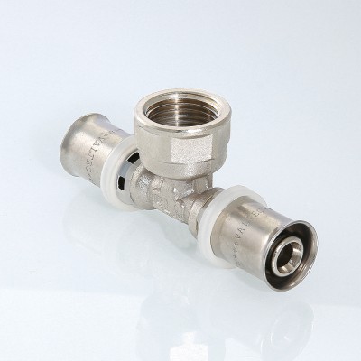 VTm.232.N.200420 Пресс-фитинг – тройник с переходом на внутреннюю резьбу Valtec 20 мм х 1/2" х 20 мм  - Вид №1