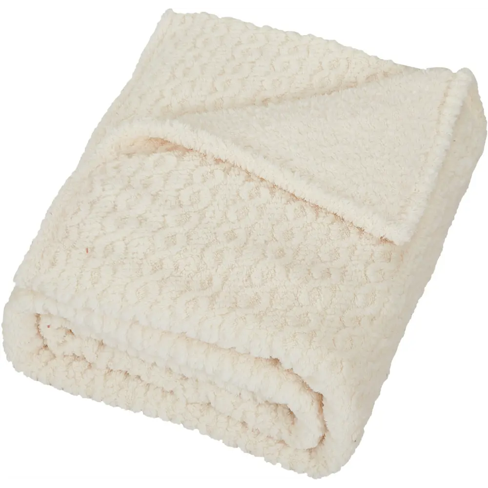 Плед STOLITSA TEKSTILYA Braid: уютный велсофт экрю 180×200 см 88035588 СТОЛИЦА ТЕКСТИЛЯ STLM-1035611