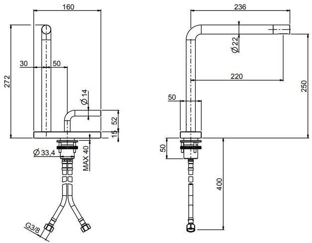 Quadrodesign Смеситель кухонный с поворотным изливом Levo sun-id-1436747 - Вид №1
