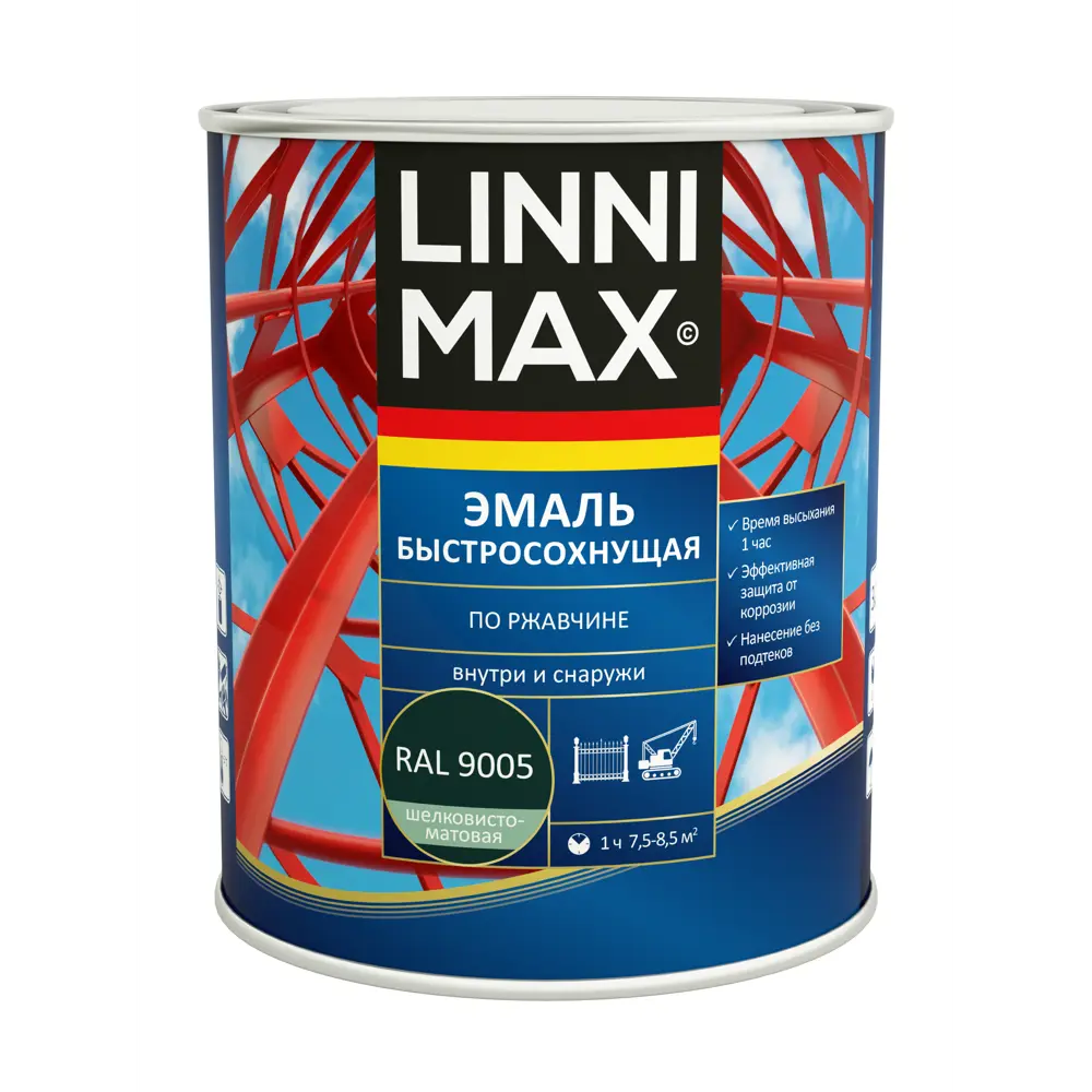 Грунт-эмаль по ржавчине LINNIMAX черная 0.75 л - защита и декор в одном флаконе 89379724 STLM-1547486 - Вид №1