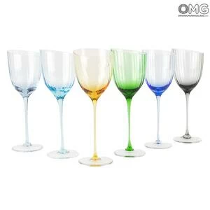 2765 ORIGINALMURANOGLASS Ассиметричные бокалы для вина - набор из 6 бокалов - Original Murano Glass OMG 7 см