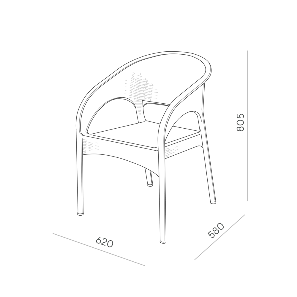 Кресло Rattan Ola Dom 62x58x80.5 см полипропилен цвет коричневый Santreyd STLM-2170235 - Вид №6