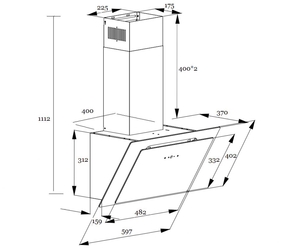 9240978 Вытяжка наклонная SCHTOFF SPIRIT RR 60 белый/белый STDN-0036886 - Вид №2