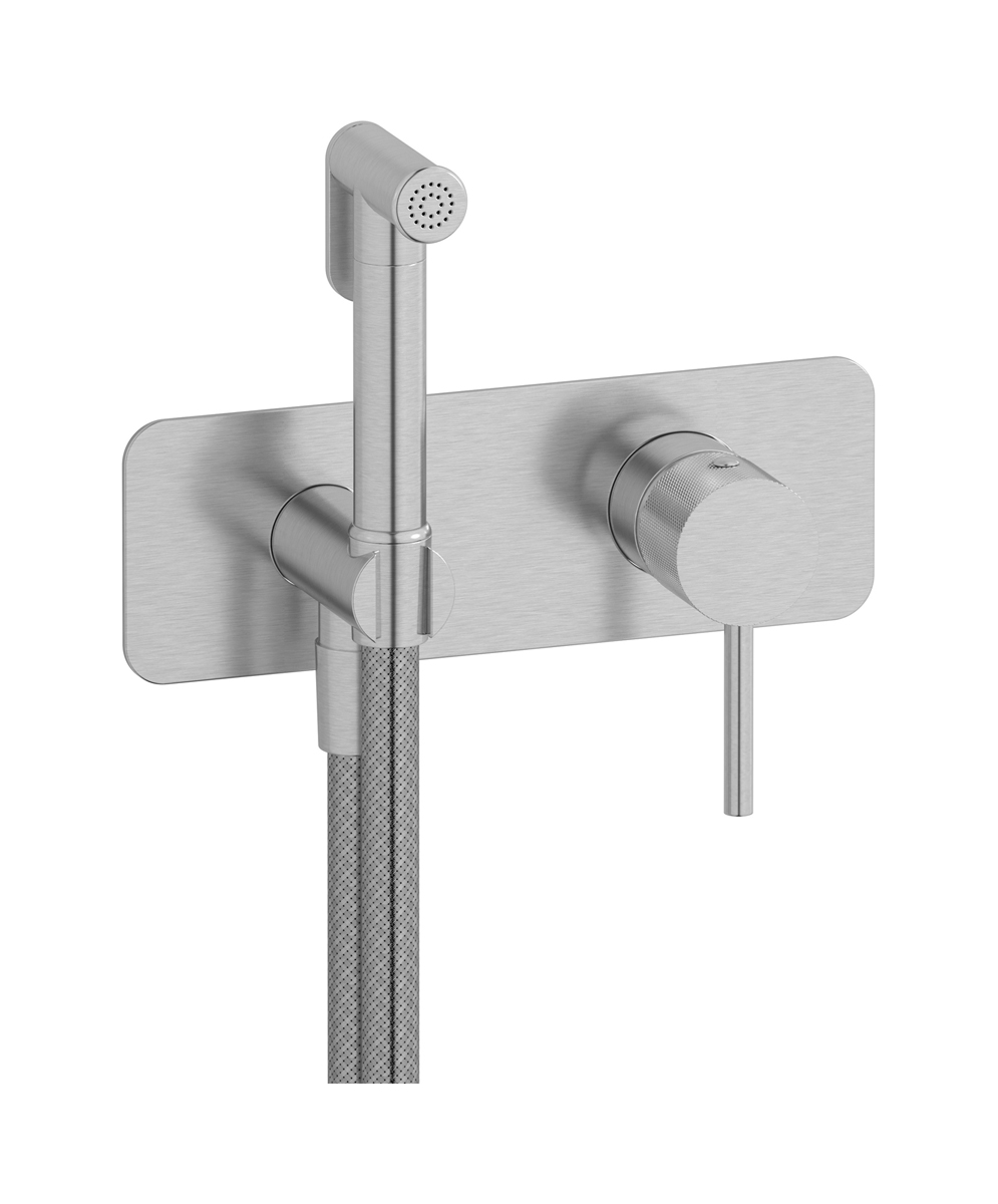 Внешние части гигенического душа со смесителем. WE ARE IB id706ss Brushed Nickel Industria