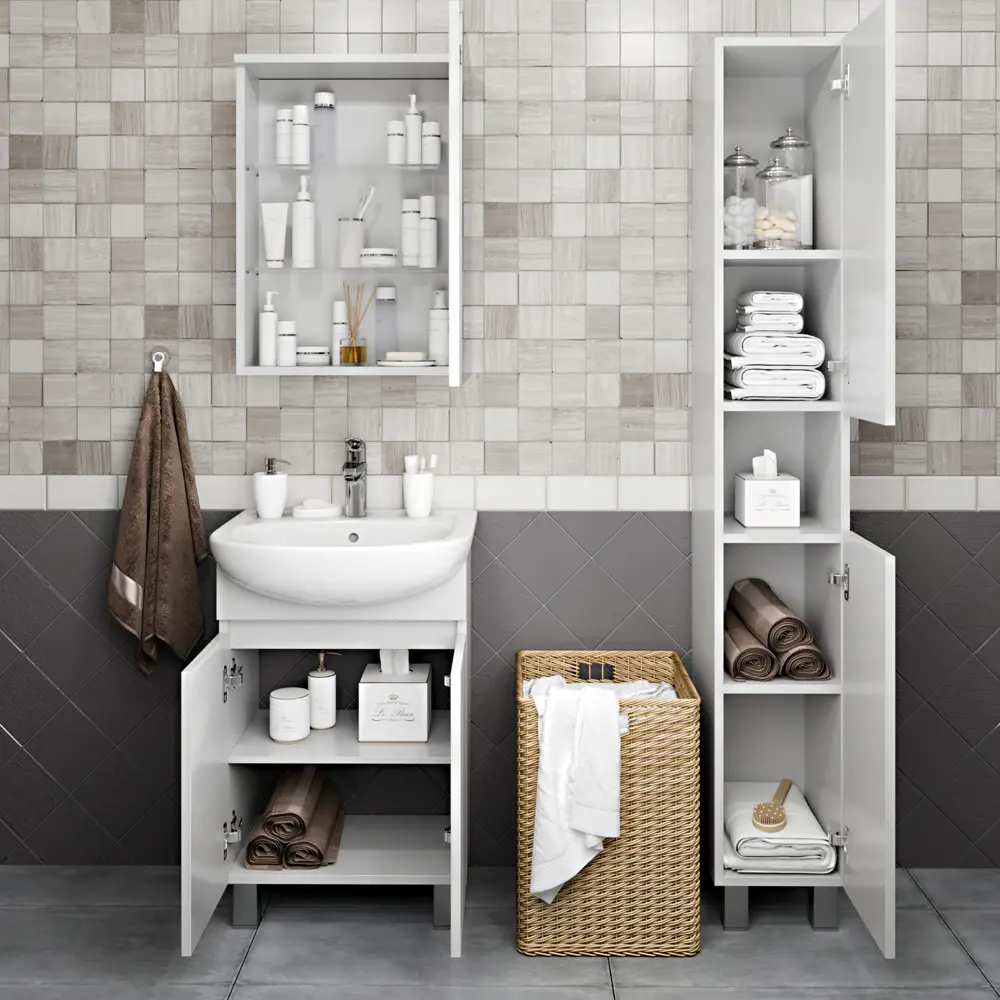 Тумба Santreyd Элегия для ванной с полкой, белая 83591324 Соло STLM-0042292 - Вид №5