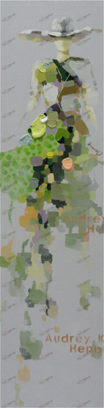 Картина на холсте 160х40 см "Девушка в шляпе-3" EVENHOME КАРТИНЫ МАСЛОМ 129763 Бежевый;зеленый;разноцветный 