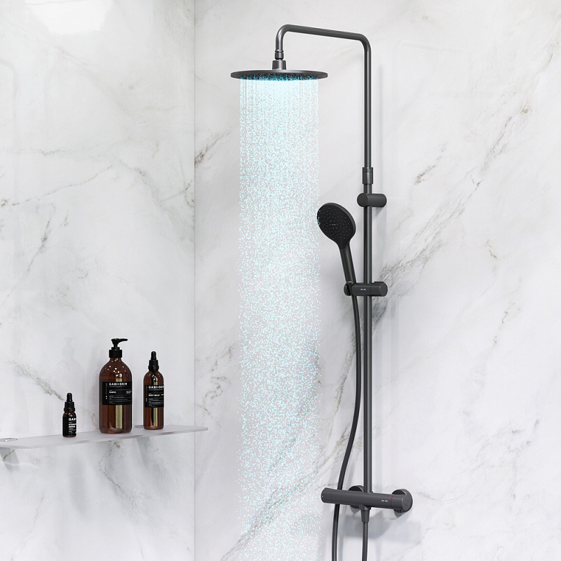 F0780422 душ.система набор:см-ль д/душа термостатверх.душ d220 мм ручной душ 120 мм 3 функци AM.PM Like - Вид №1