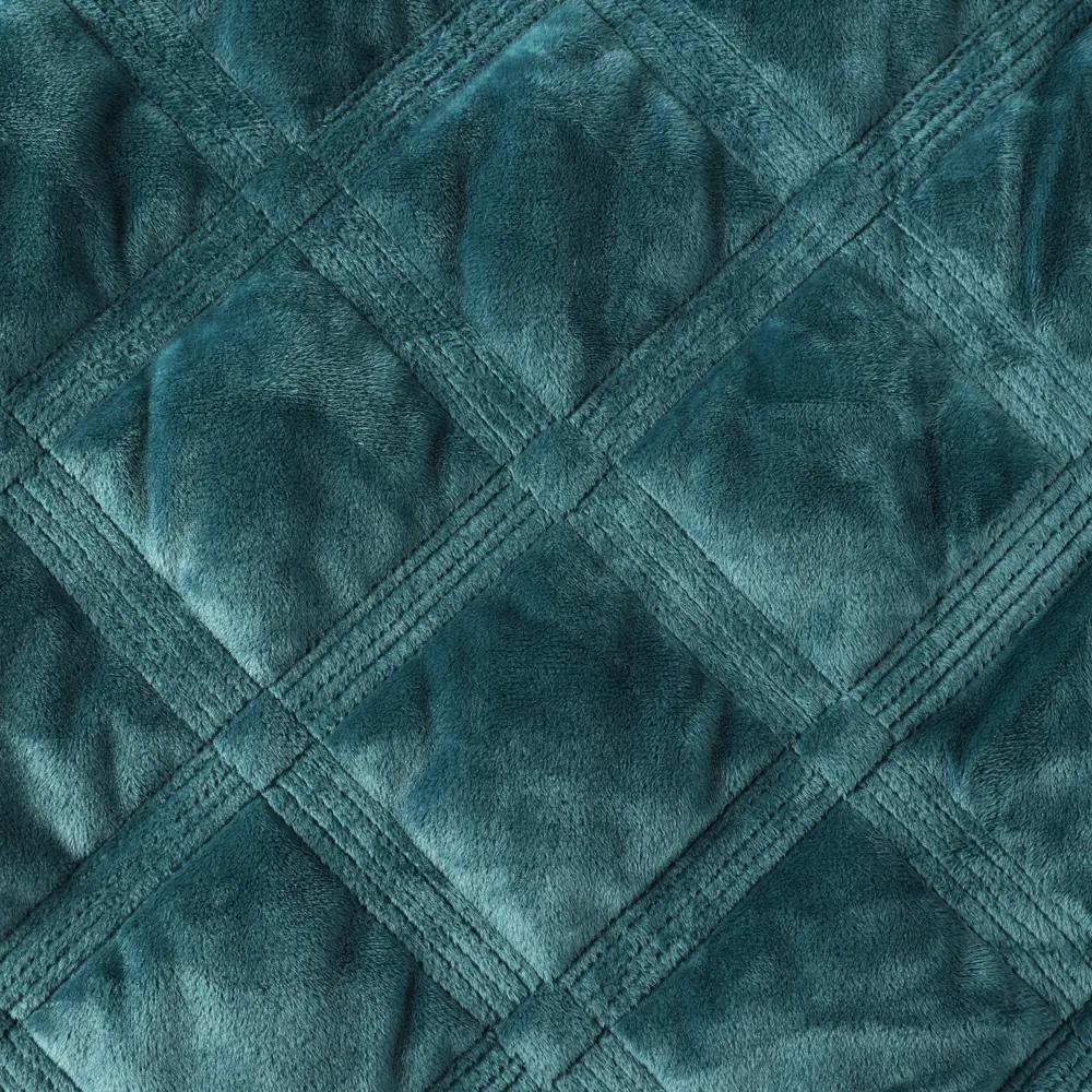 Покрывало 160x220 см велюр клетчатый цвет бирюзовый Santreyd STLM-2098397