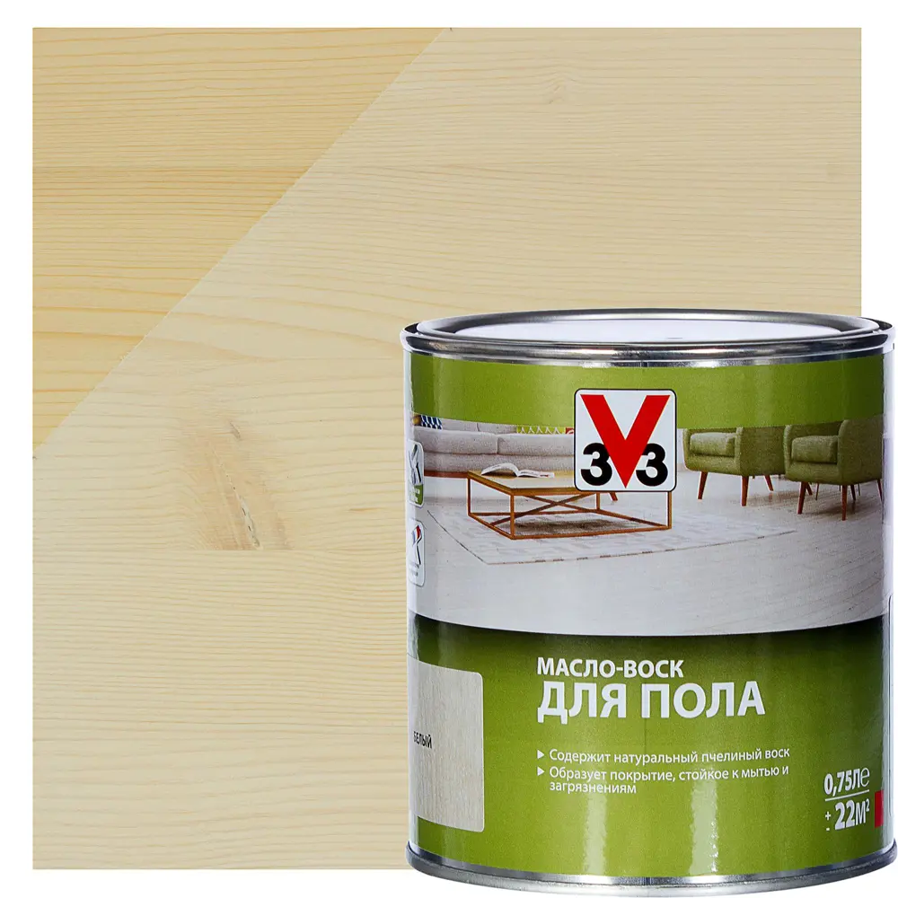 Масло-воск для пола V33 цвет белый 0.75 л STLM-2201702