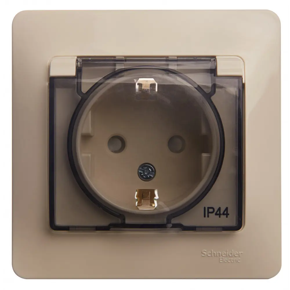 Schneider Electric Glossa - влагозащищенная розетка с заземлением 88039145 STLM-1384834