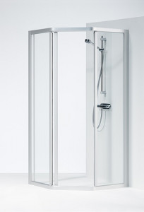 608580 IFO Душевая кабина пятиугольная массивная SVP NK, алюминиевый профиль, прозрачное стекло, SVP VK 900 x 700