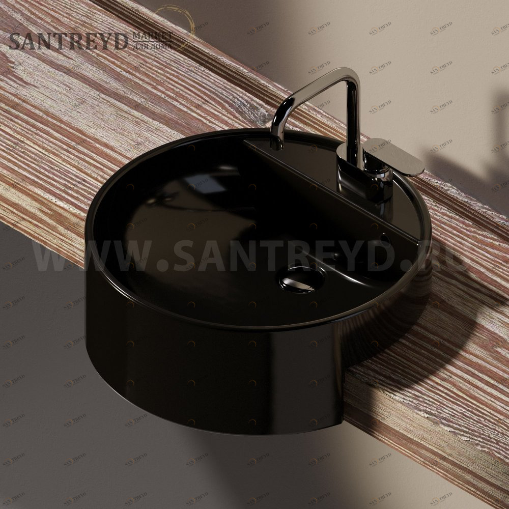 5054.9017 Полувстраиваемая раковина консольная 50 см черная Flaminia Twin Ceramica Flaminia 50549017