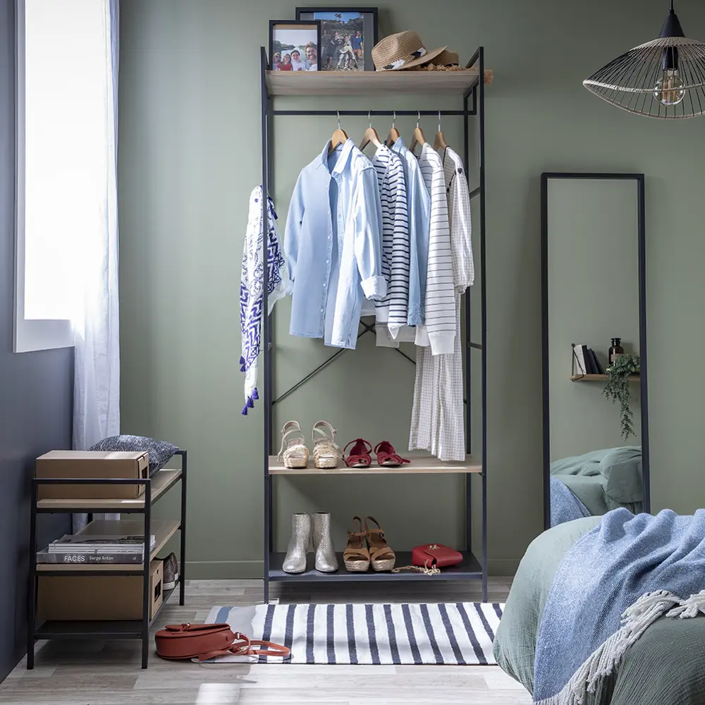 Вешалка напольная Spaceo 80x200x45 см металл цвет бежевый чёрный Вешалка гардеробная STLM-2031035 - Вид №5