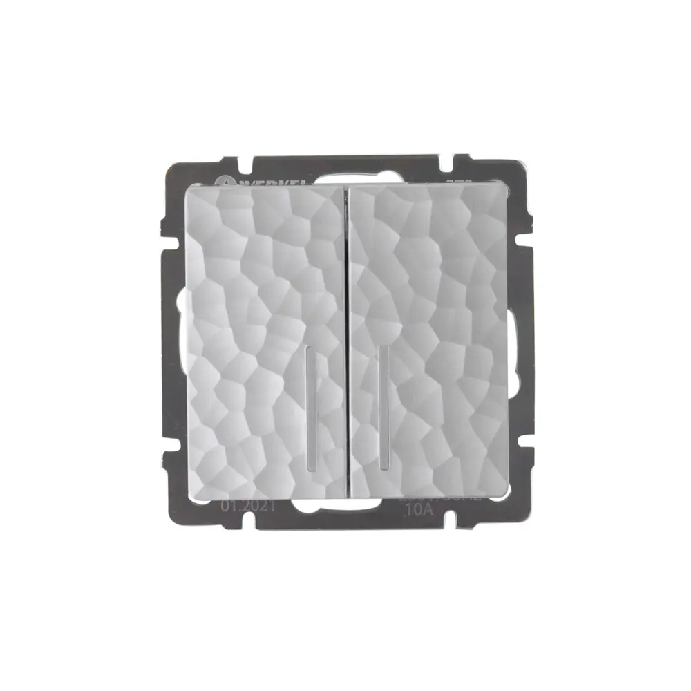 Выключатель встраиваемый Werkel Hammer 2 клавиша с подсветкой цвет серебряный STLM-2130389