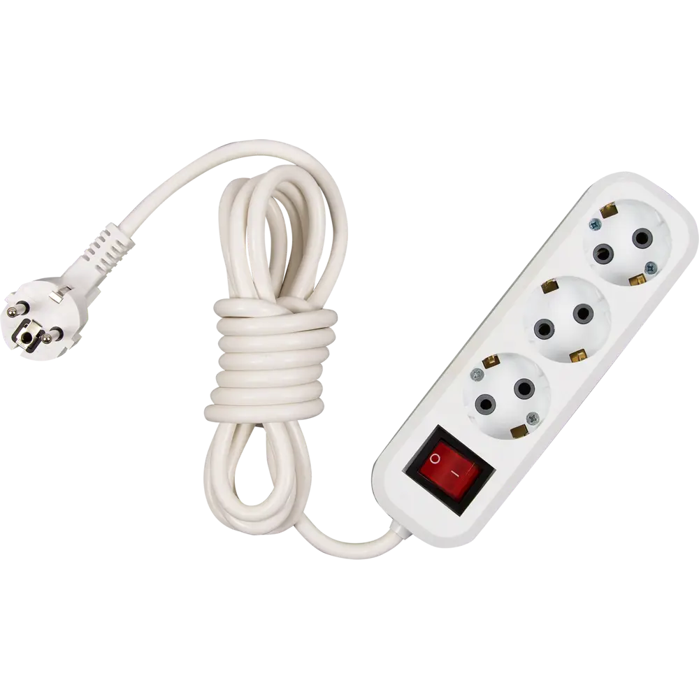 Удлинитель с заземлением Duwi 3 розетки, 3 м, выключатель STLM-2163519