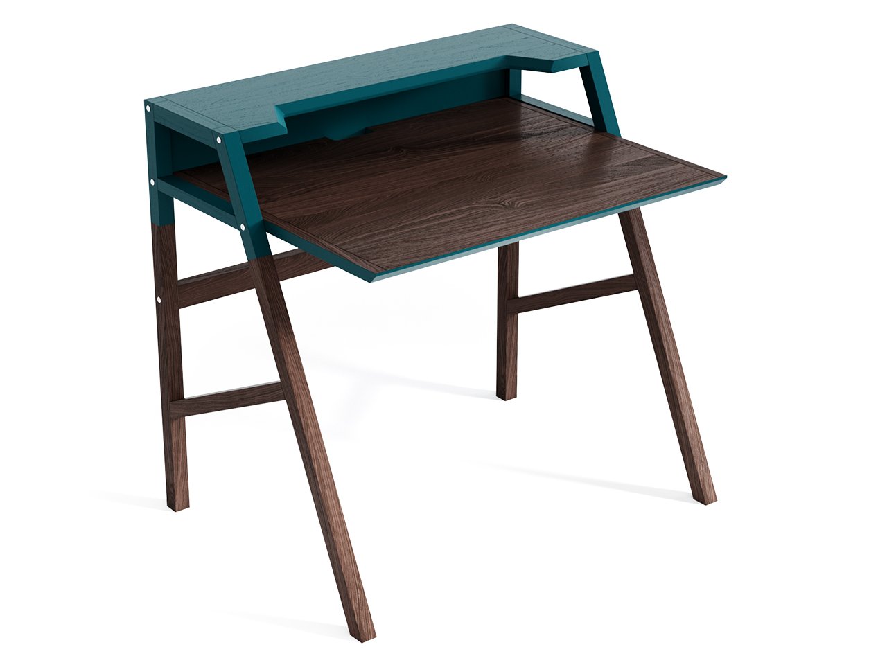 Компьютерный стол с полкой коричневый с бирюзовым Youk THE IDEA  210619 Коричневый  - Вид №1
